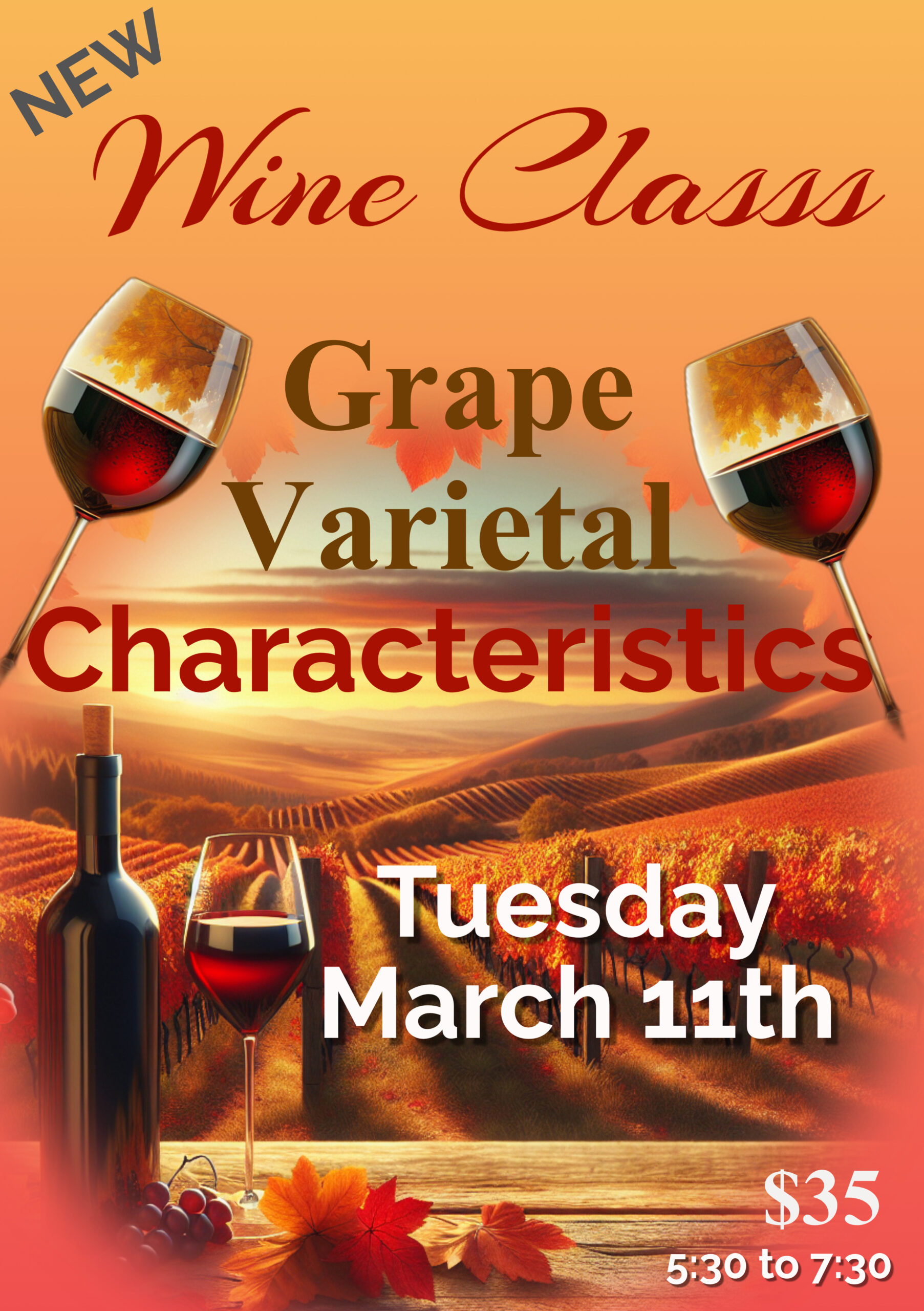 Wine Class, March 11th – POSTPONED Wine
